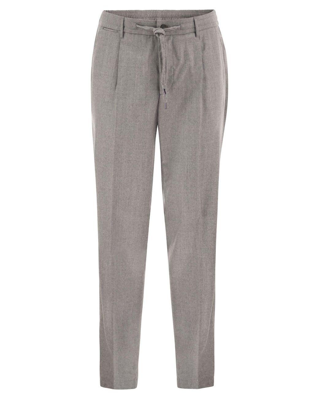 Peserico Gray Virgin Wool Tailored Jogger Trousers for men