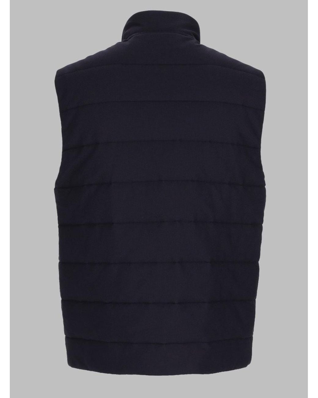 Fay Blue Puffer Vest With Stand Collar for men