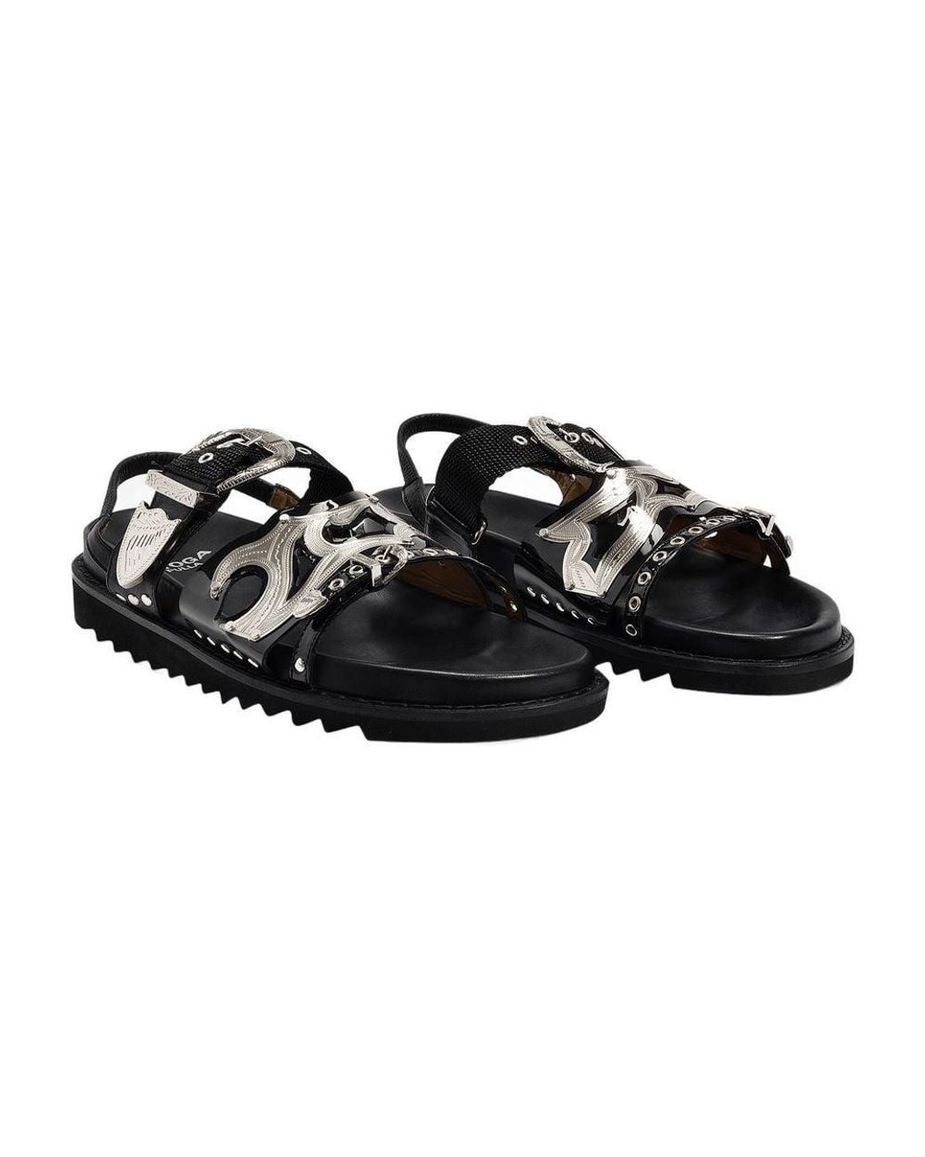 Toga Black Aj1018 Flat Shoes Leather