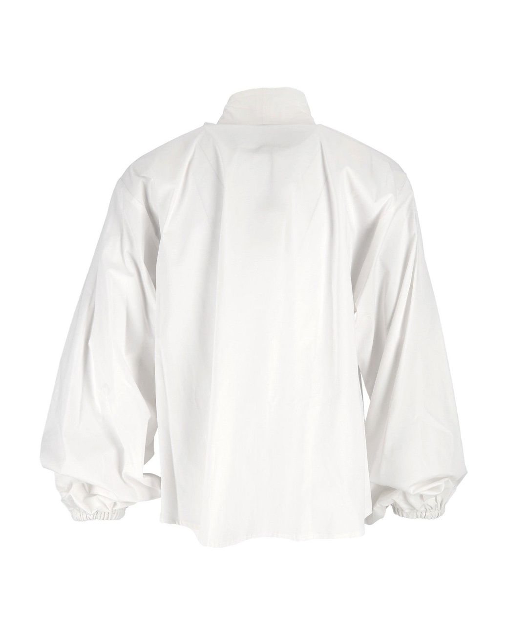 Shirtaporter White Oversized Bow Puffed-Sleeve Poplin Blouse