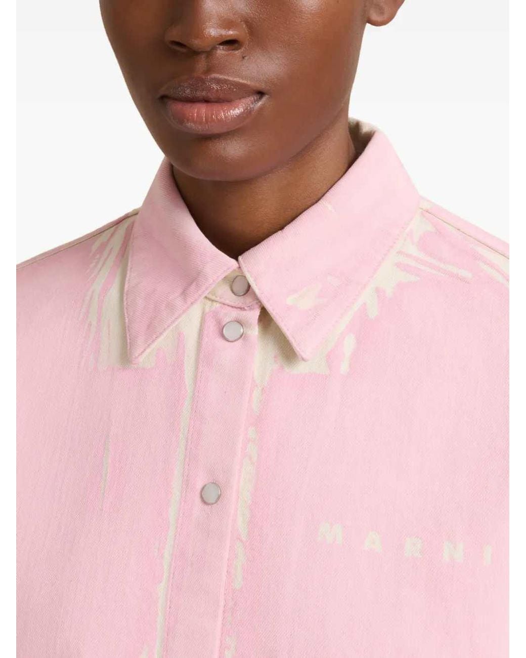 Marni Pink Short Sleeved Denim Shirt