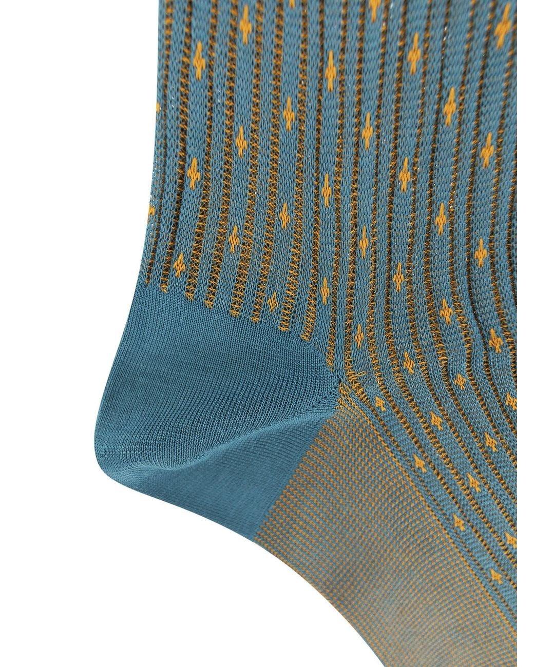 Gallo Blue Patterned Cotton Long Socks