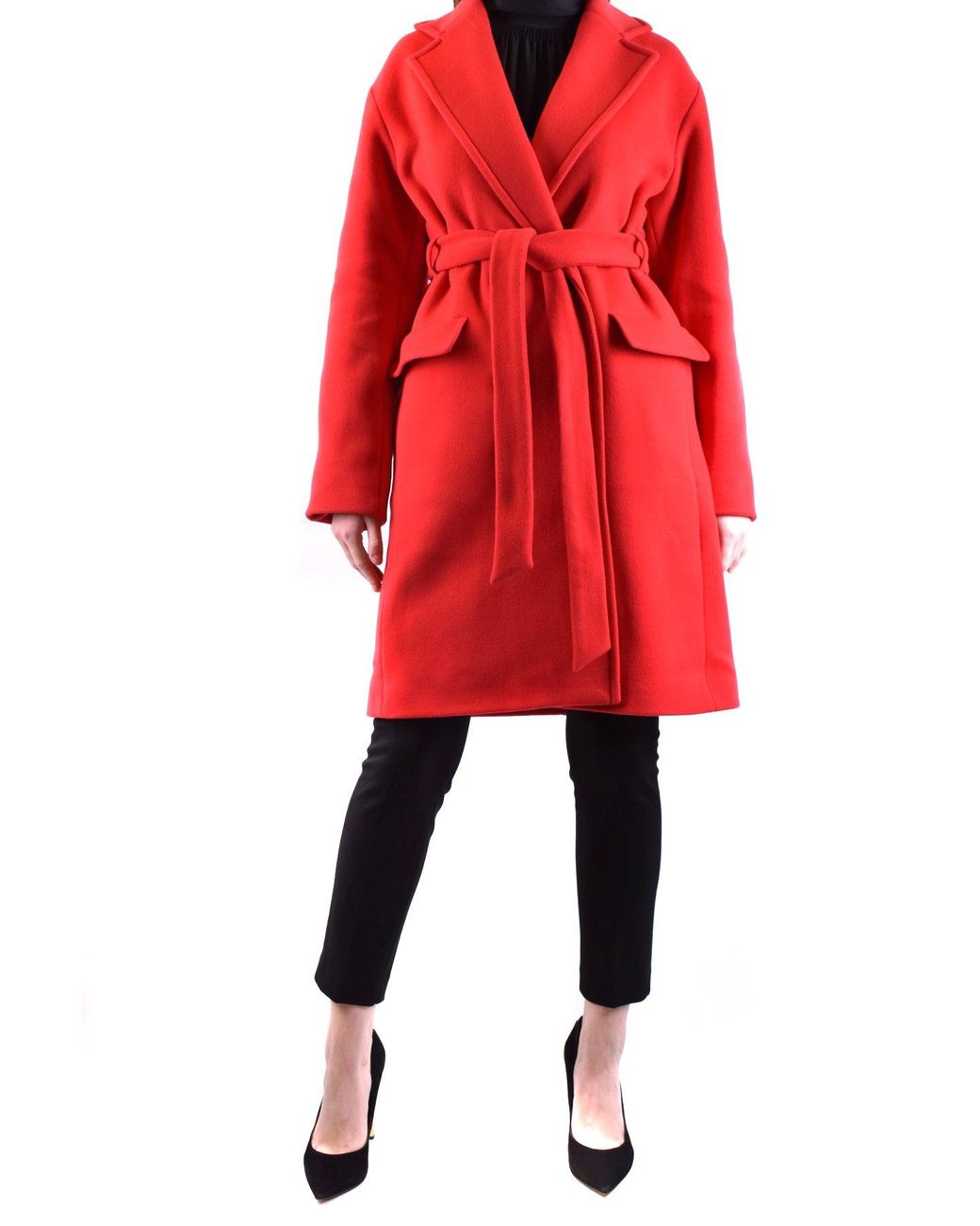 Pinko Red Belted Coats
