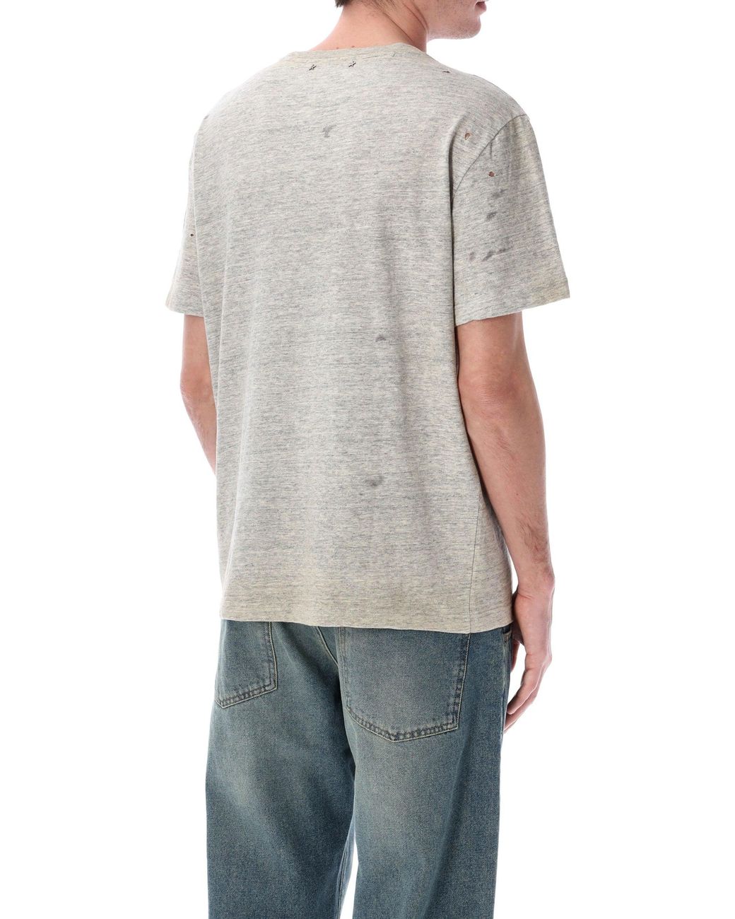 Golden Goose Deluxe Brand Gray Vintage Print Cotton T-Shirt for men