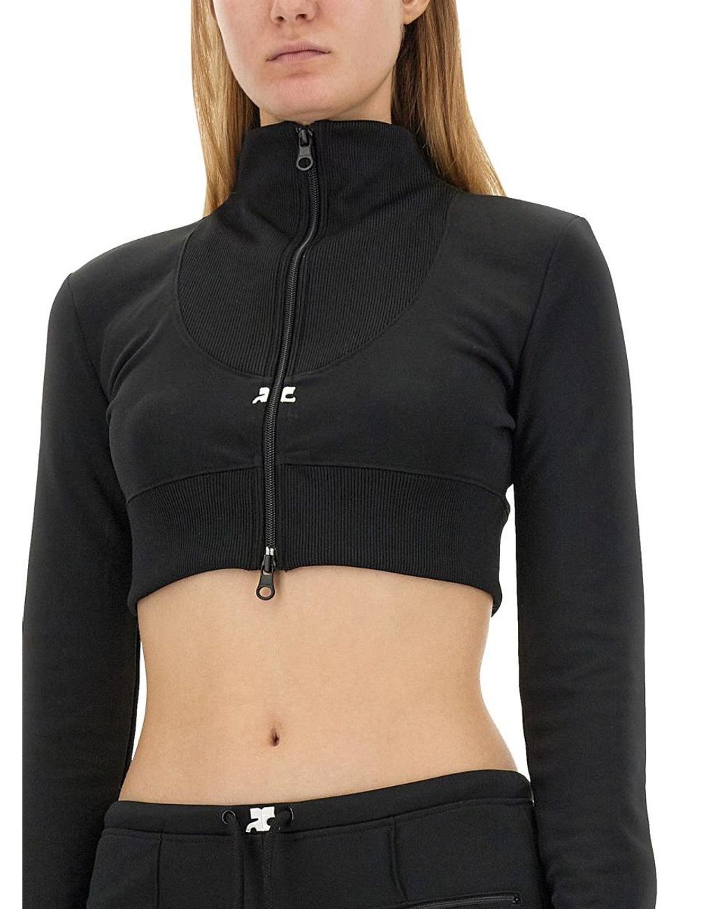 Courreges Black Cropped Jacket With High Collar