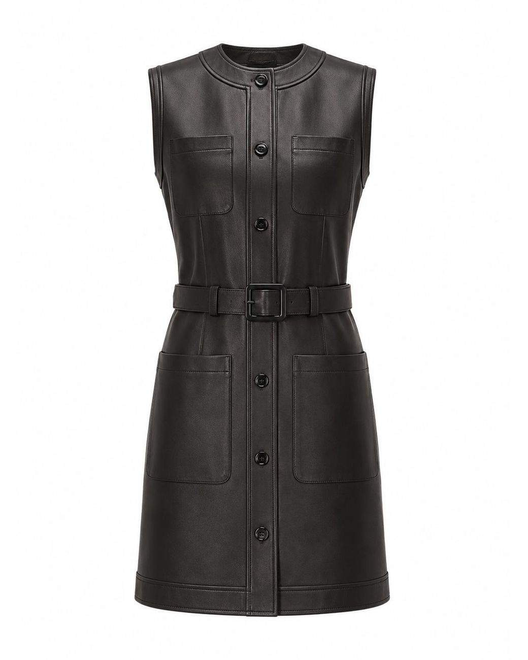 LA ROSE Leren Jurk Nero in het Black