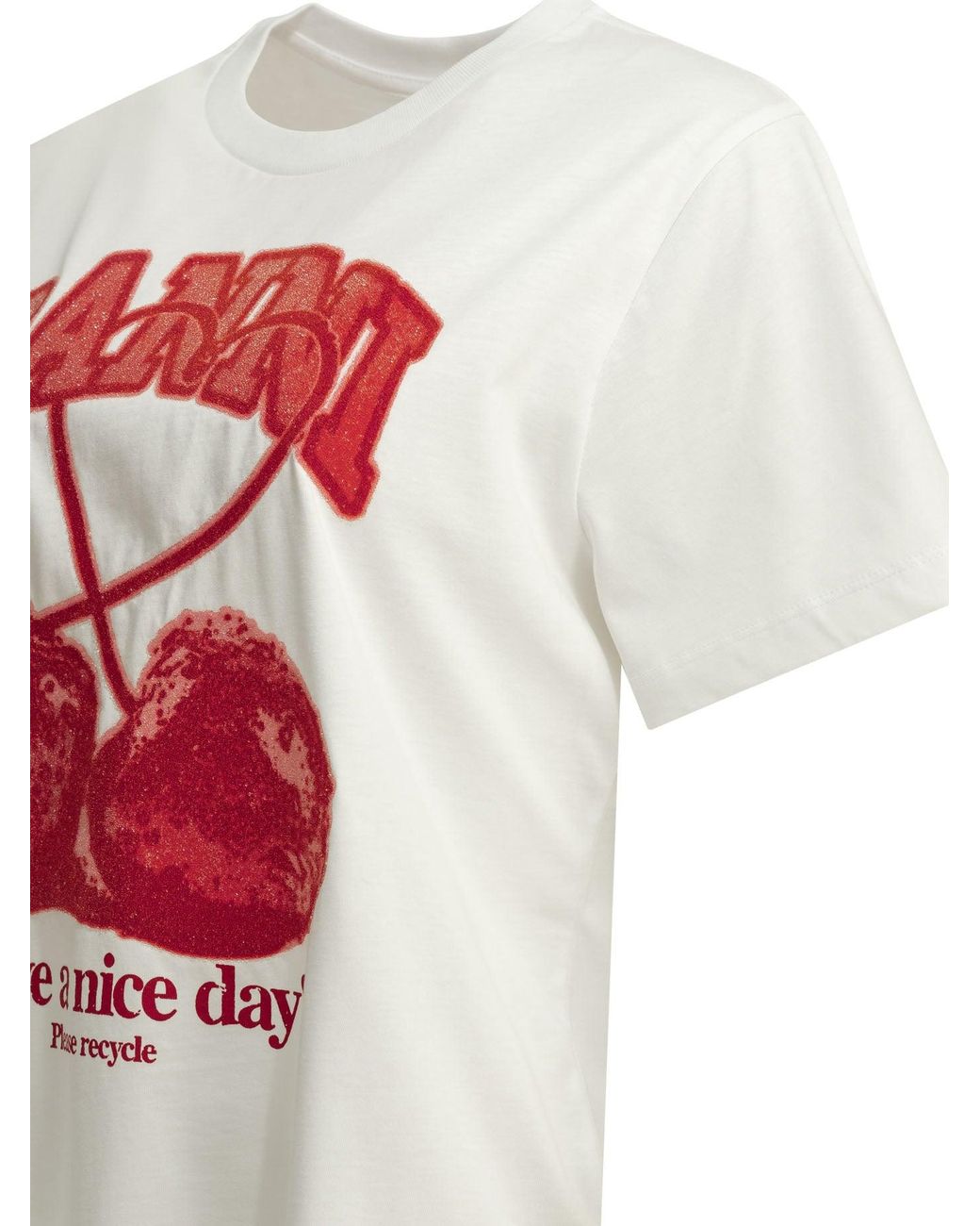 Ganni White "Cherries" Crewneck T-Shirt