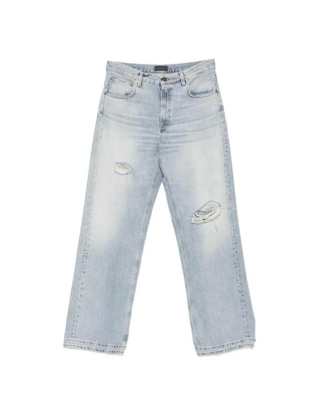 Haikure Blue Wide Leg Jeans With A Distressed Finish
