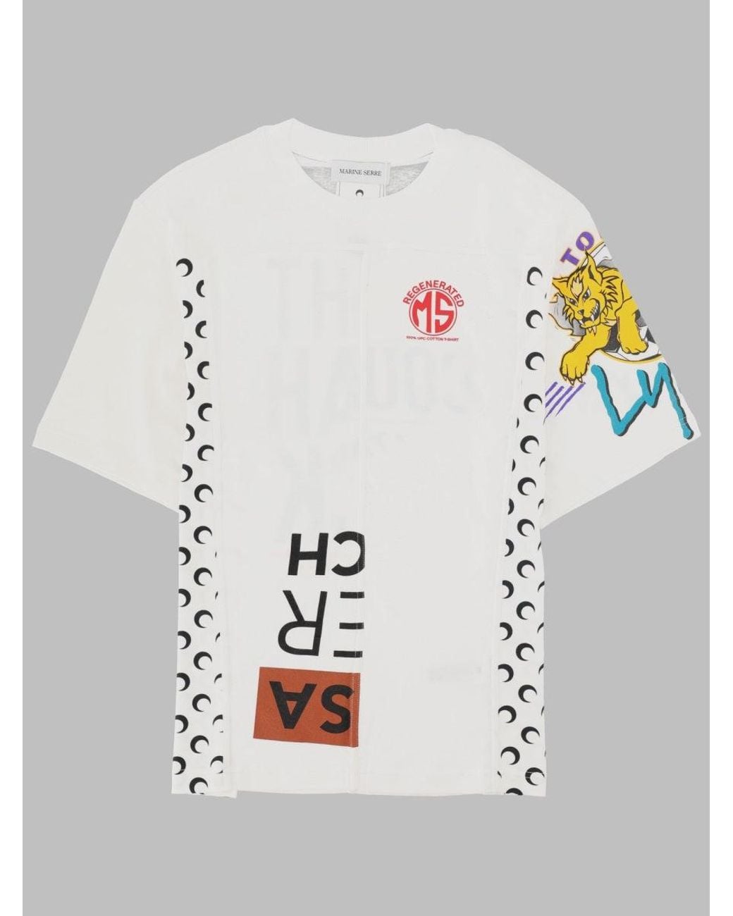MARINE SERRE Gray T Shirt "Upcycled" Con Stampa