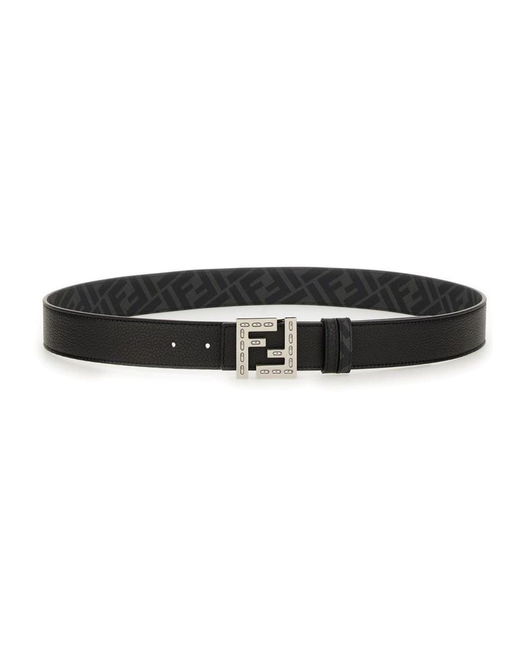 Fendi Black 'Squared Ff' Reversible Belt for men