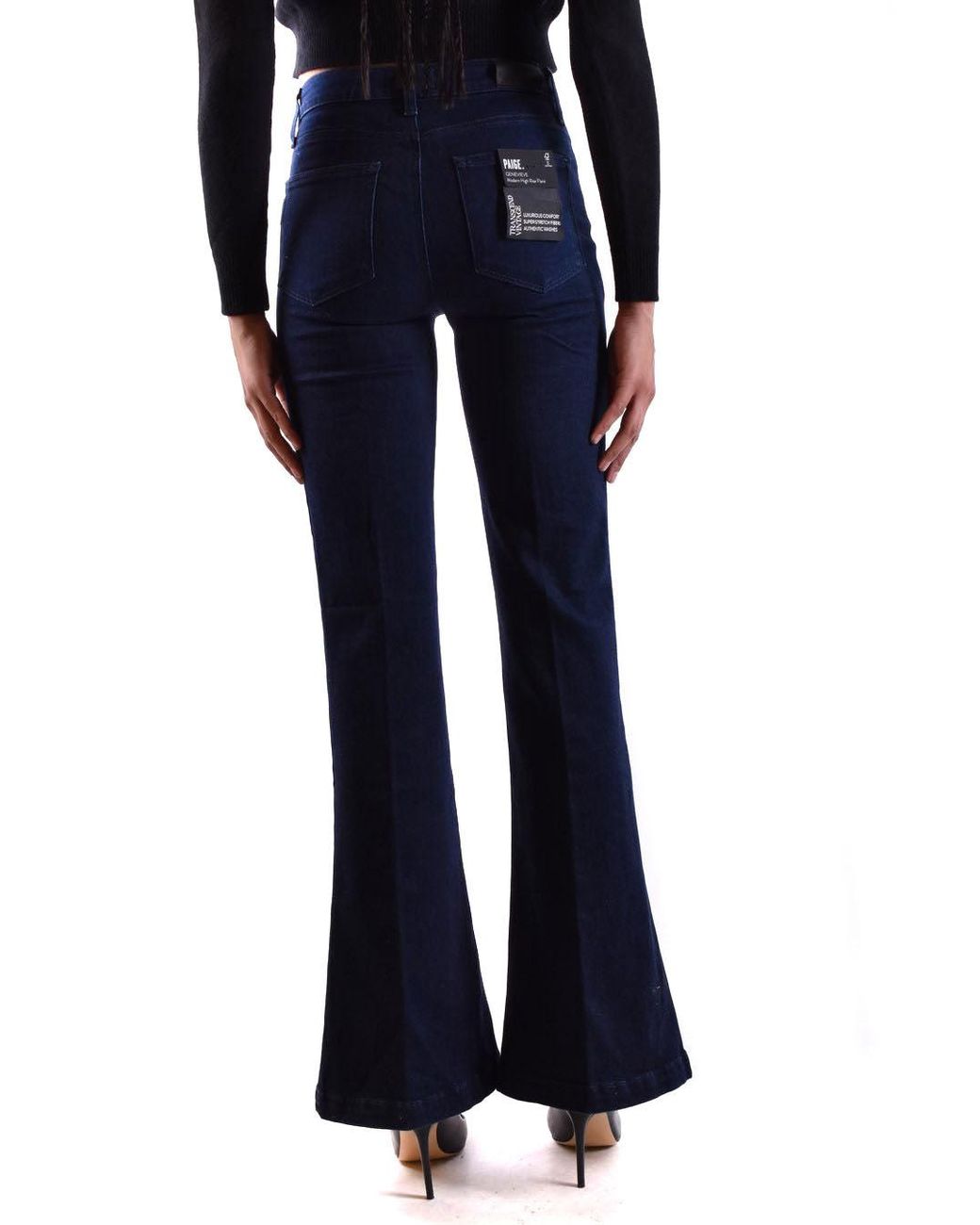 PAIGE Blue High-Waisted Denim Jeans With Flared Silhouette