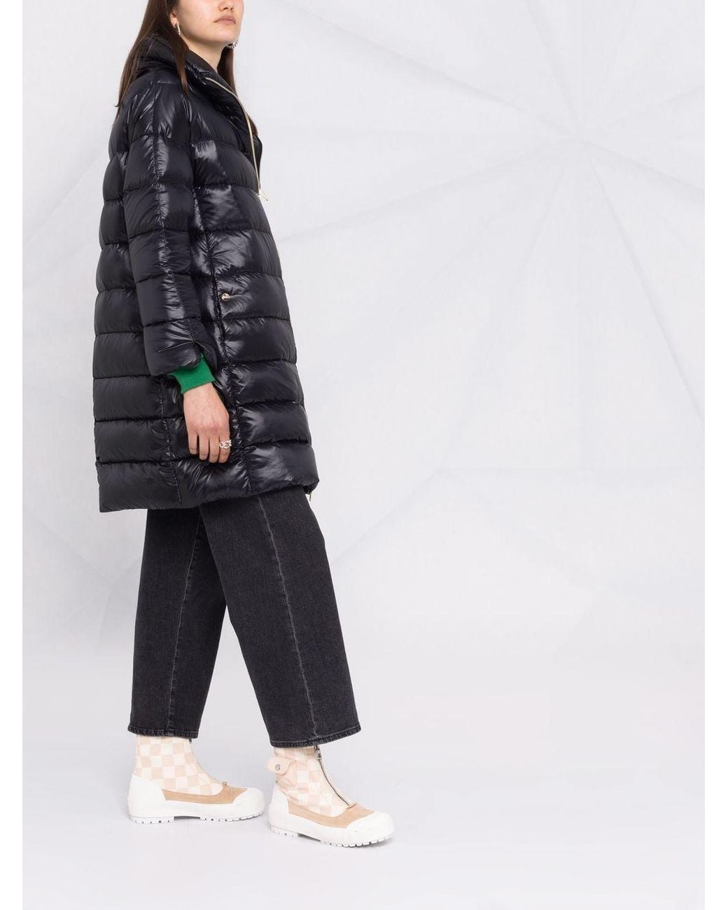 Herno Black Coat Knee-Length Down
