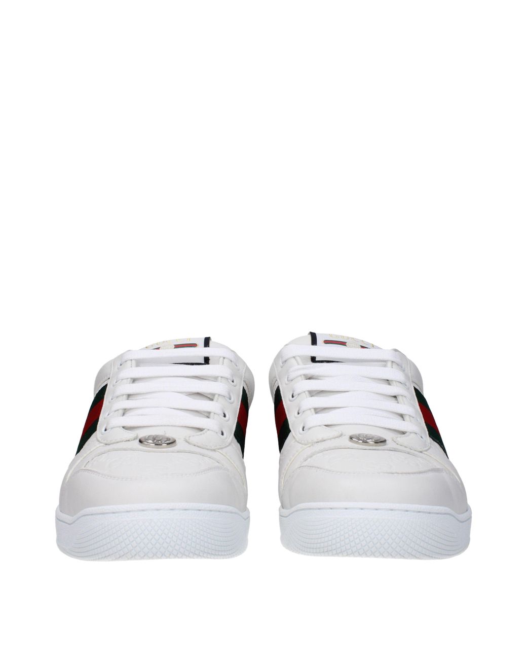 Gucci Schoenen ,Wit ,Leer Interlocking G Stripe Leather Low-Top Sneakers in het White