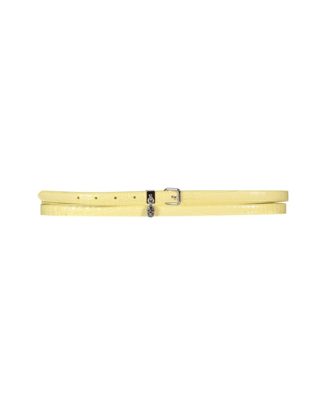 McQueen Yellow Alexander Mc Queen Double Belt With Skull And Pavè