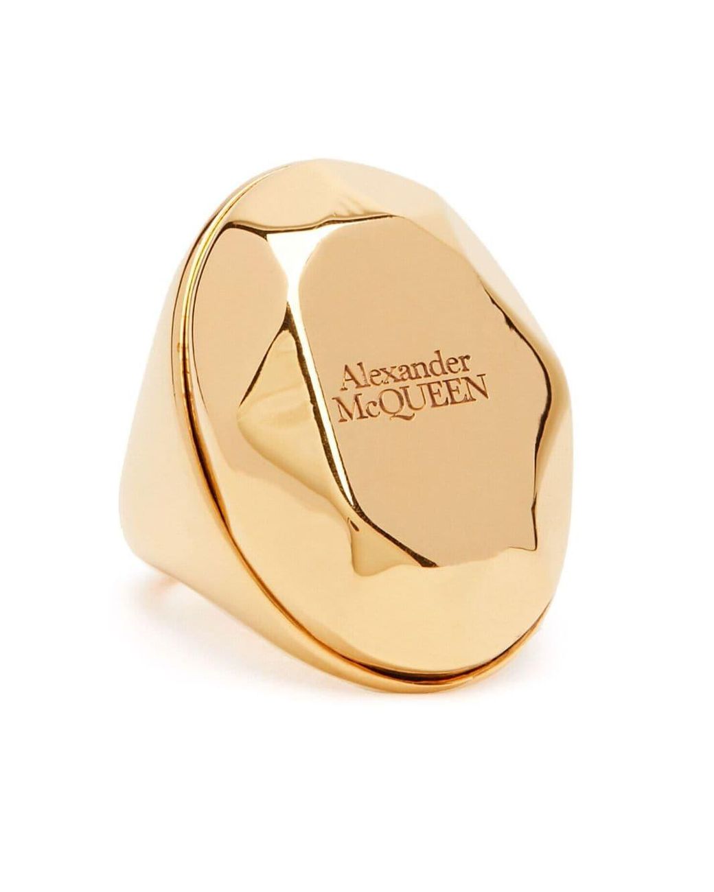 McQueen Metallic Stone Logo Ring