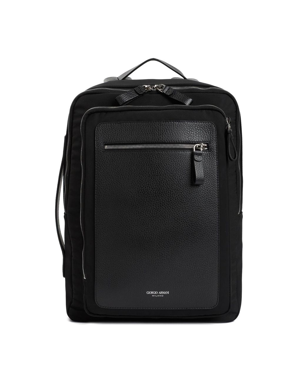 Giorgio Armani Black Premium Tech Fabric Backpack For Modern for men
