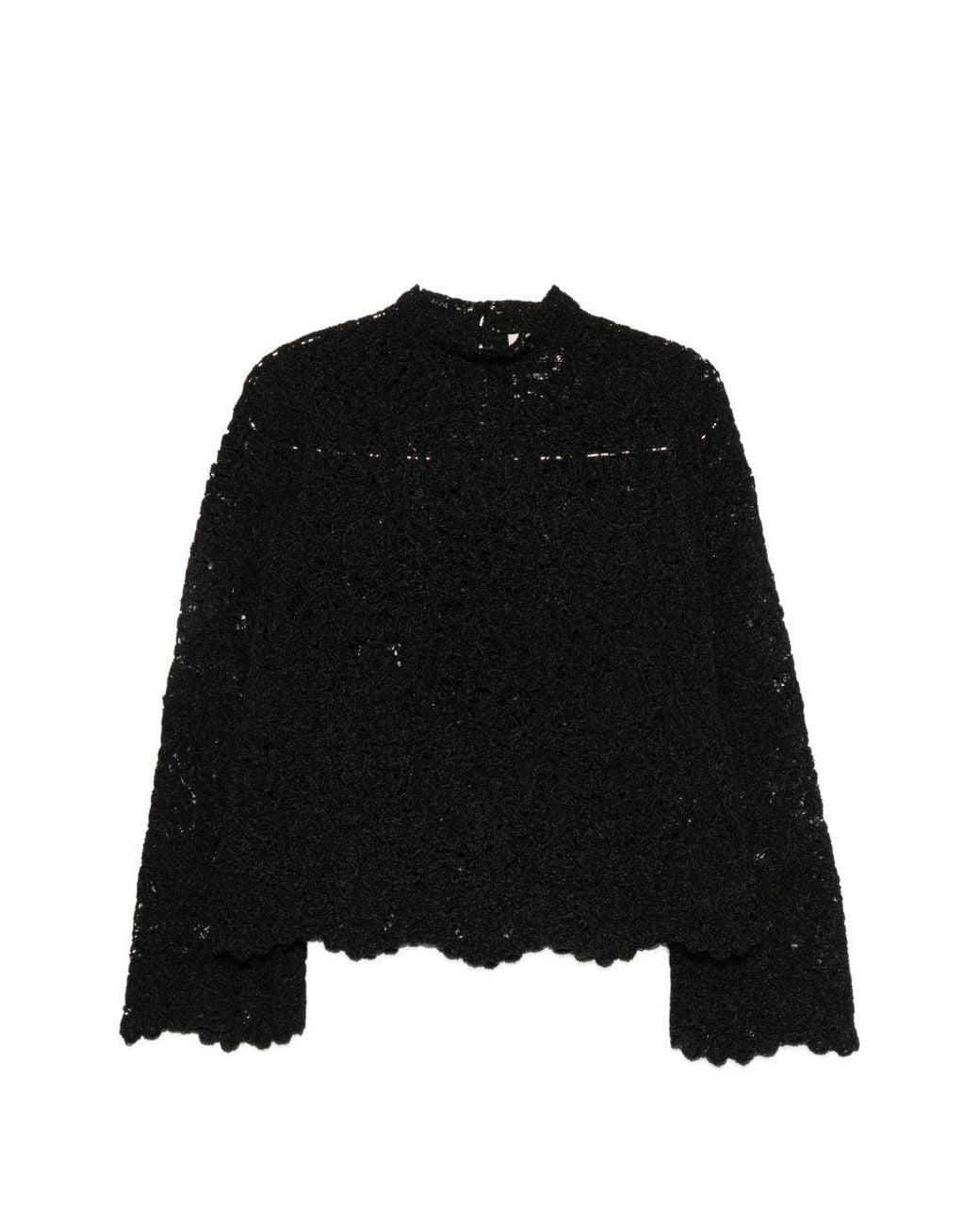 Semicouture Black Geneva Crochet Top