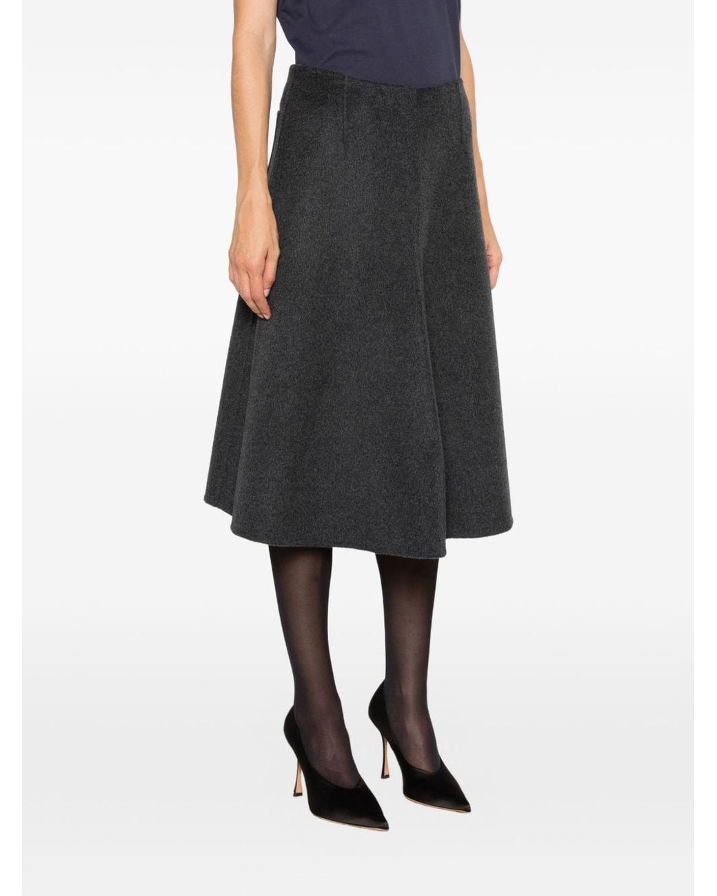 Susanne Bommer Black Wool Midi Skirt