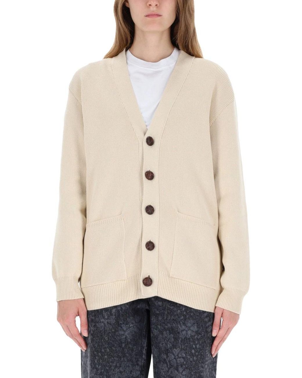 Golden Goose Deluxe Brand Natural Knit Cardigan With Button-Down Front