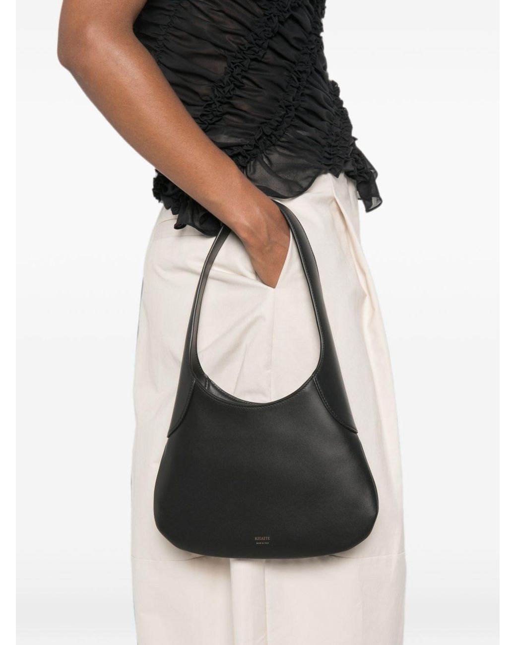 Khaite Black Joan Small Leather Hobo Bag