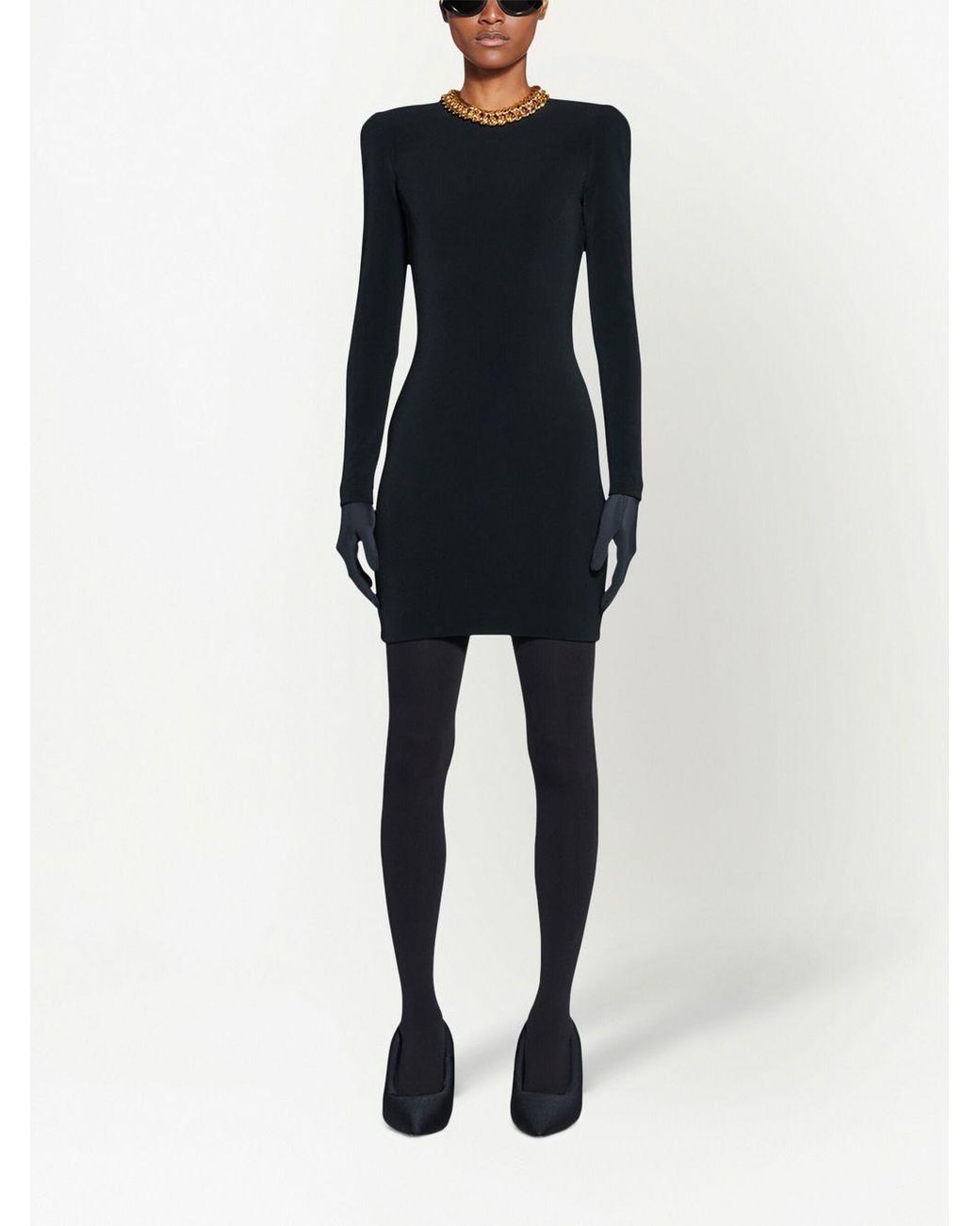 Balenciaga Black Solid Mini Dress