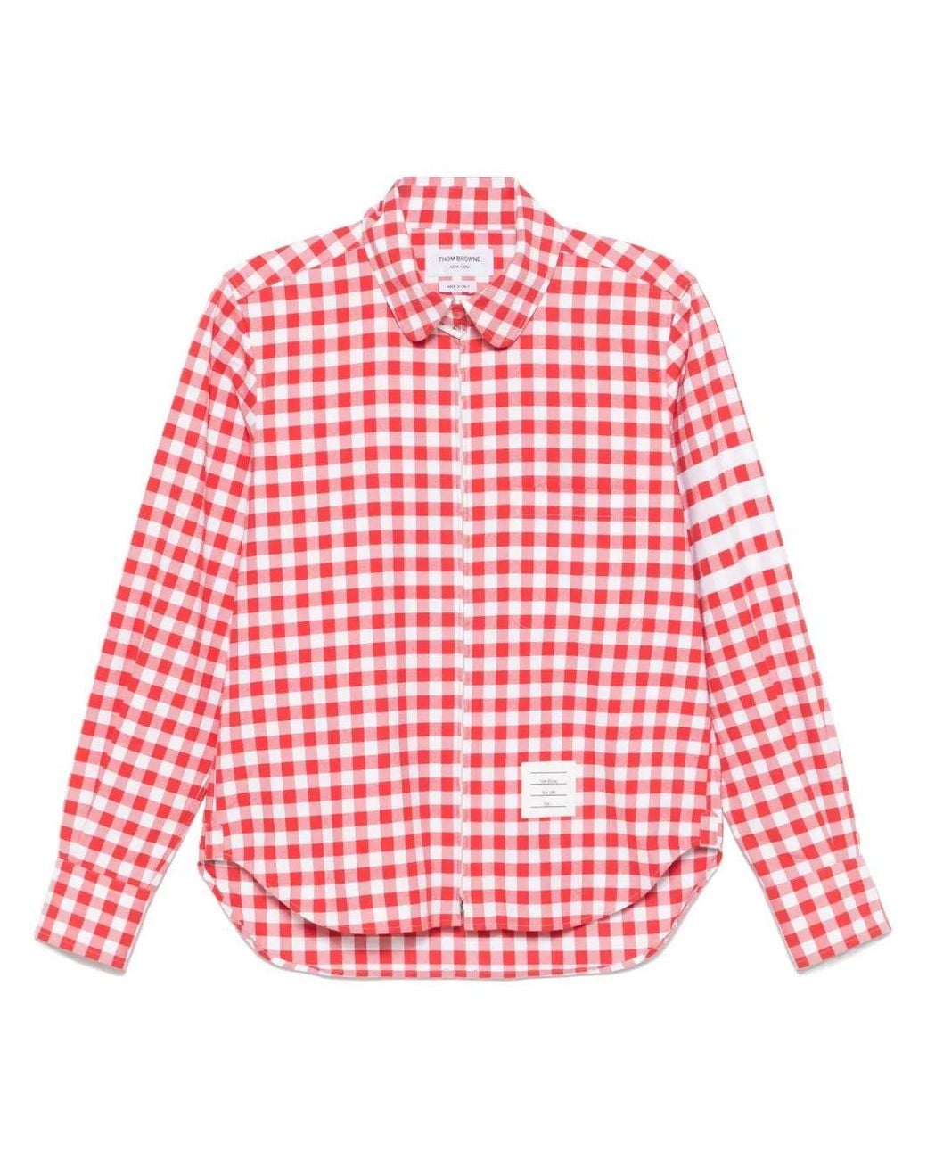 Thom Browne Red Rc Round Hem Zip Up Shirt W/ T Bar Puller for men