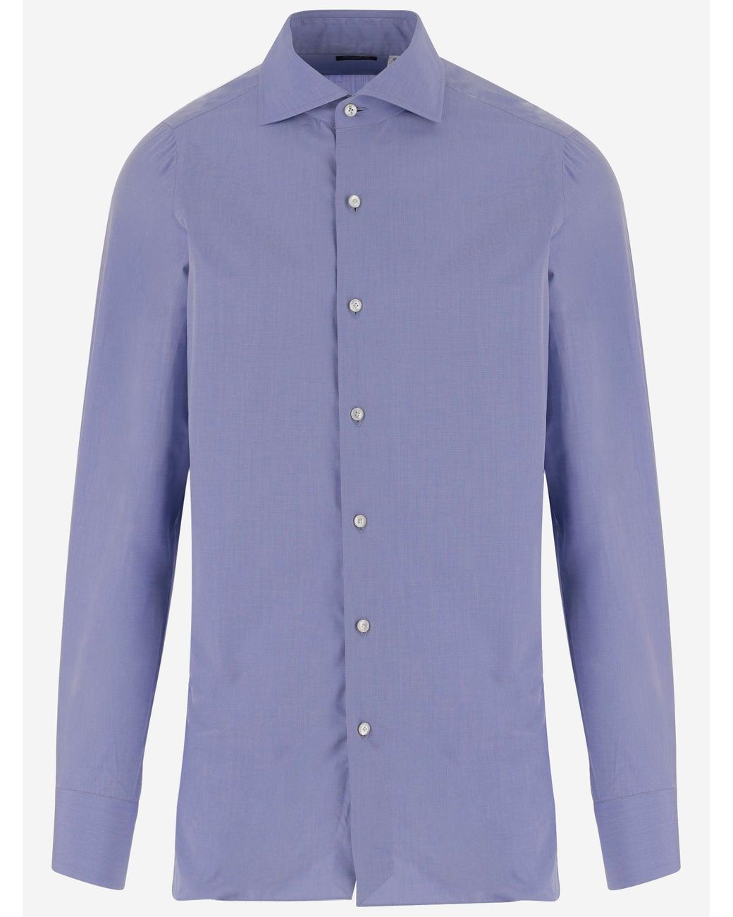 Finamore 1925 Blue Classic Collar Cotton Shirt