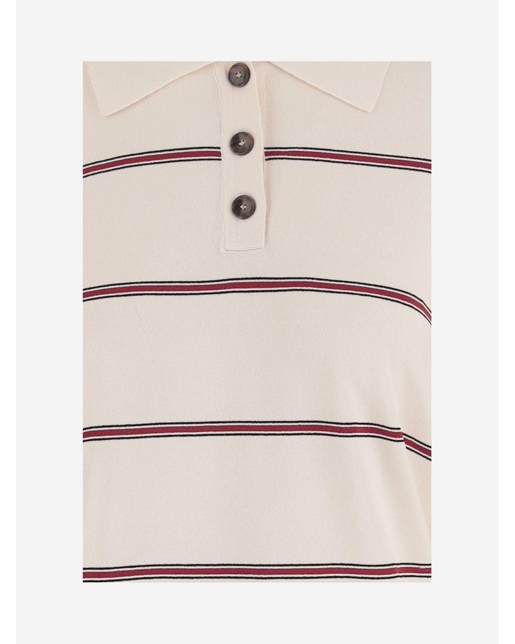 THE GARMENT Natural Knit Jumper Ecru-Burgundy- Stripe Ecru/Burgundy/ Viscose (Fsc) Polyester