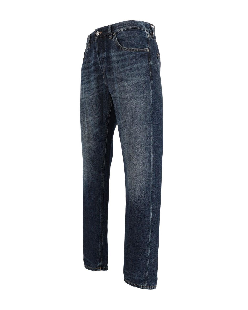 Dondup Blue Classic Straight-Leg Jeans With Vintage Wash Texture