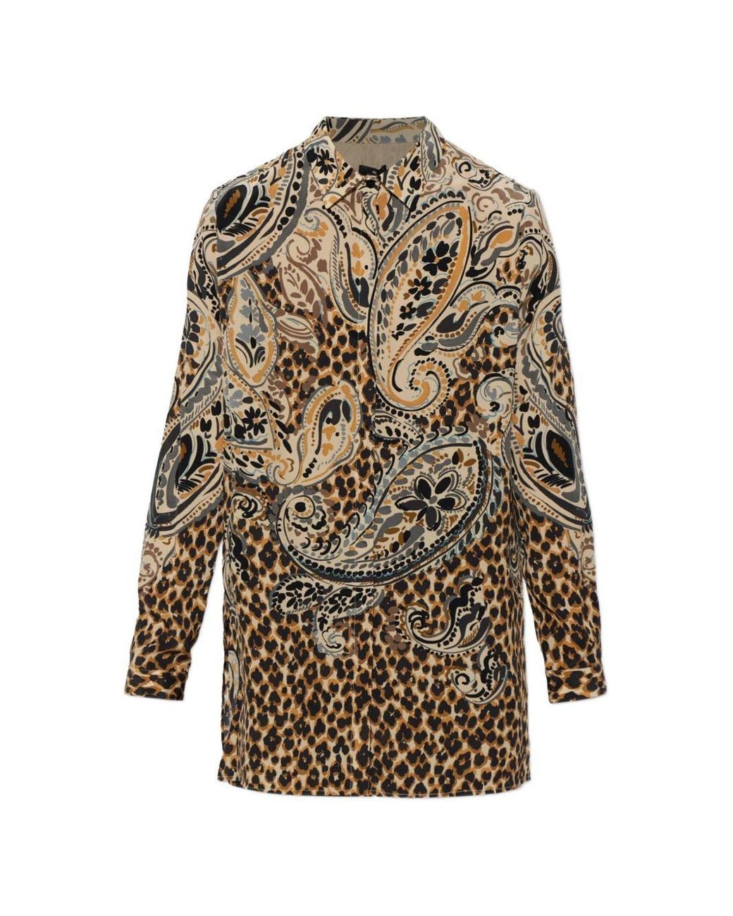 Etro White Printed Silk Shirt