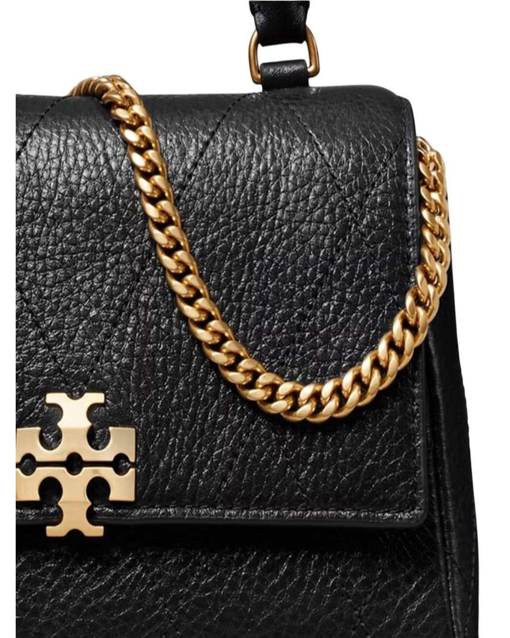 Tory Burch Black Quilted Mini Charlie Bag With Top Handle