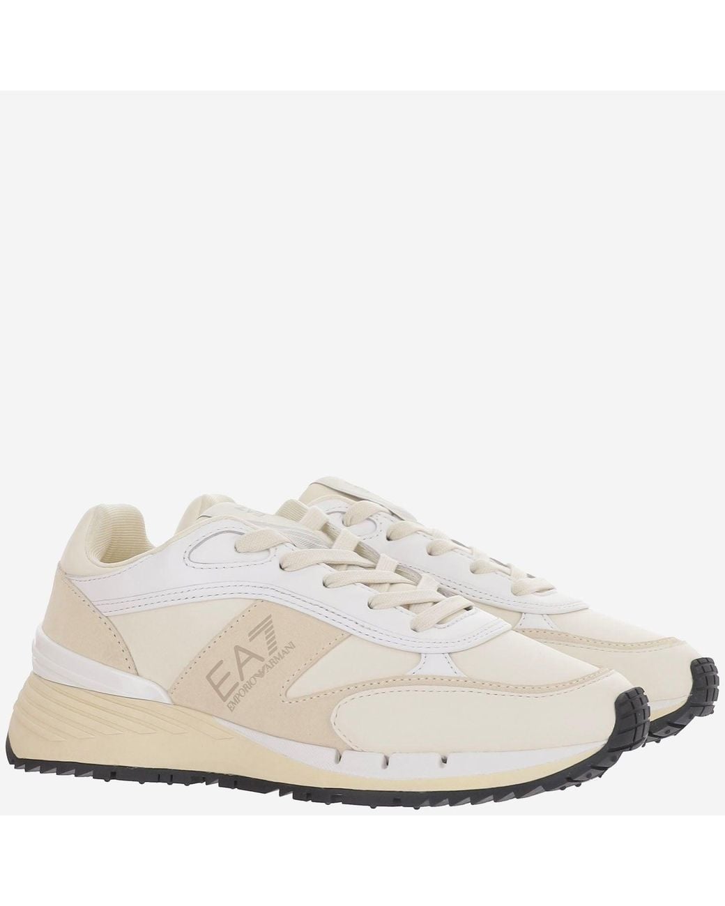 EA7 White Ledersneaker mit Logo