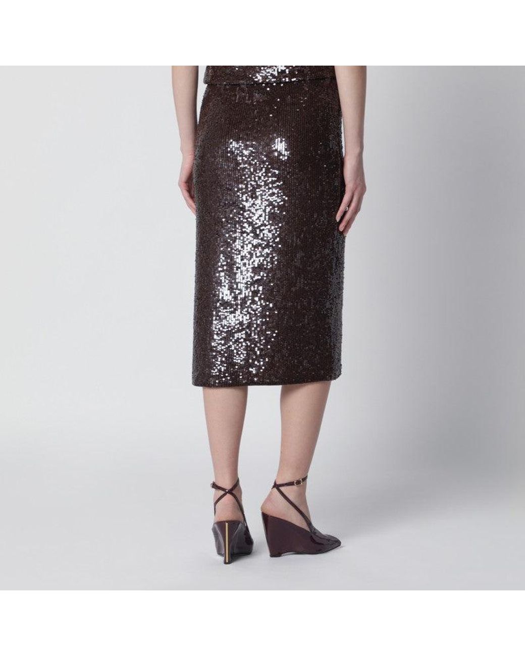 P.A.R.O.S.H. Black Sequin Pencil Skirt