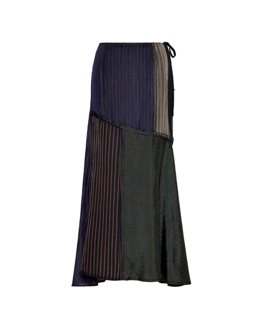 Maison Margiela Blue Patchwork Maxi Skirt