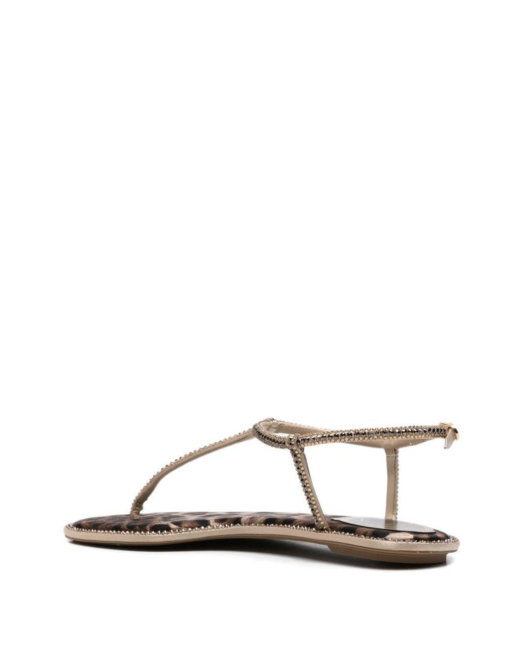 Rene Caovilla White Diana Leather Flat Sandals