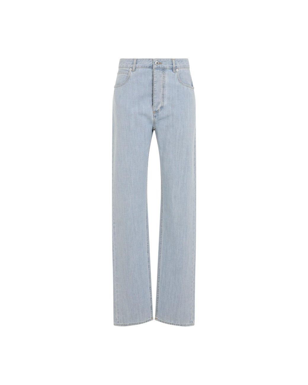 Bottega Veneta Blue Chambray Straight Pants