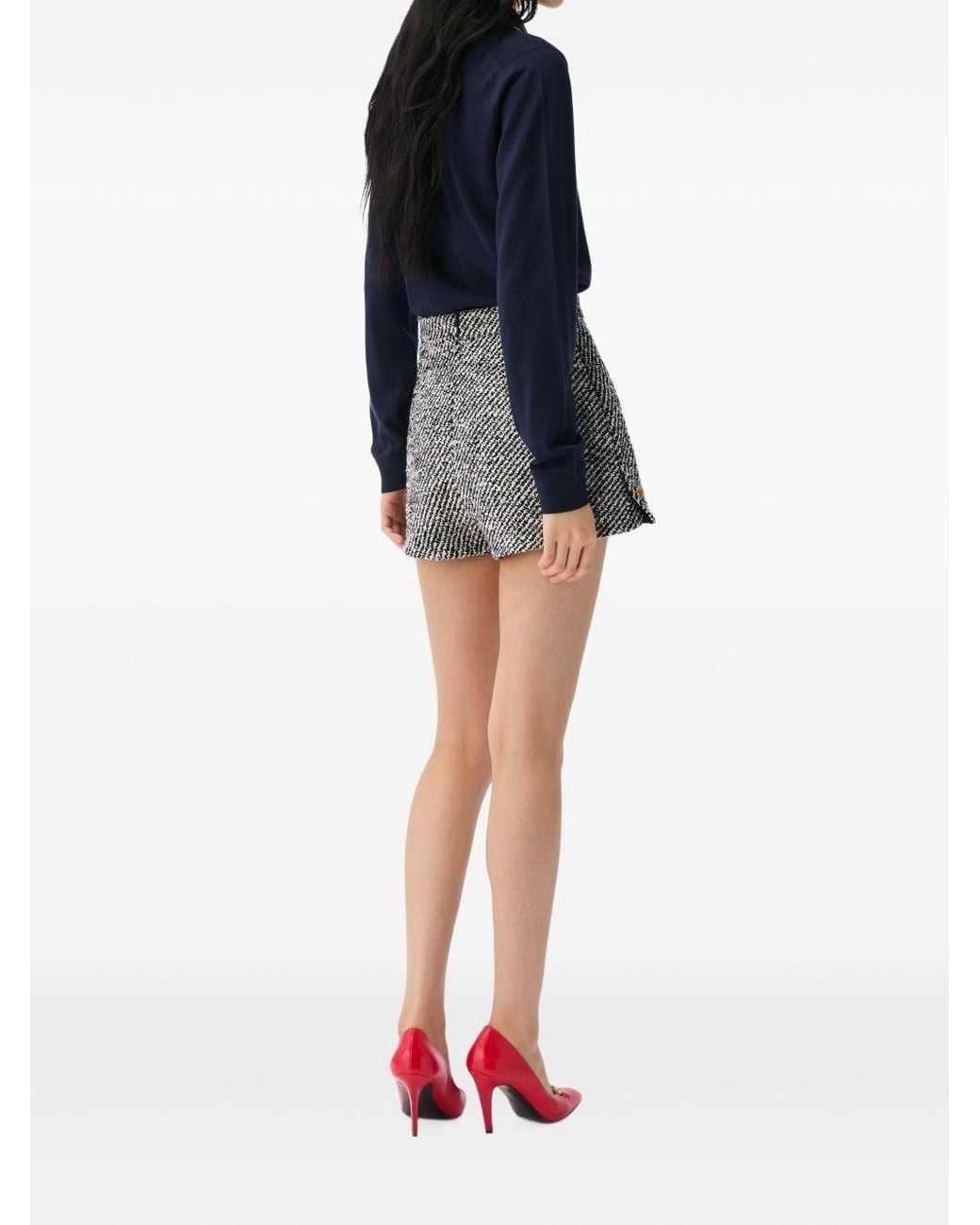 Versace Gray Bouclé Wool Shorts