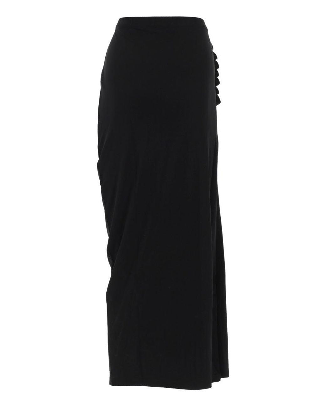 Rabanne Black Ruched Jersey Maxi Skirt