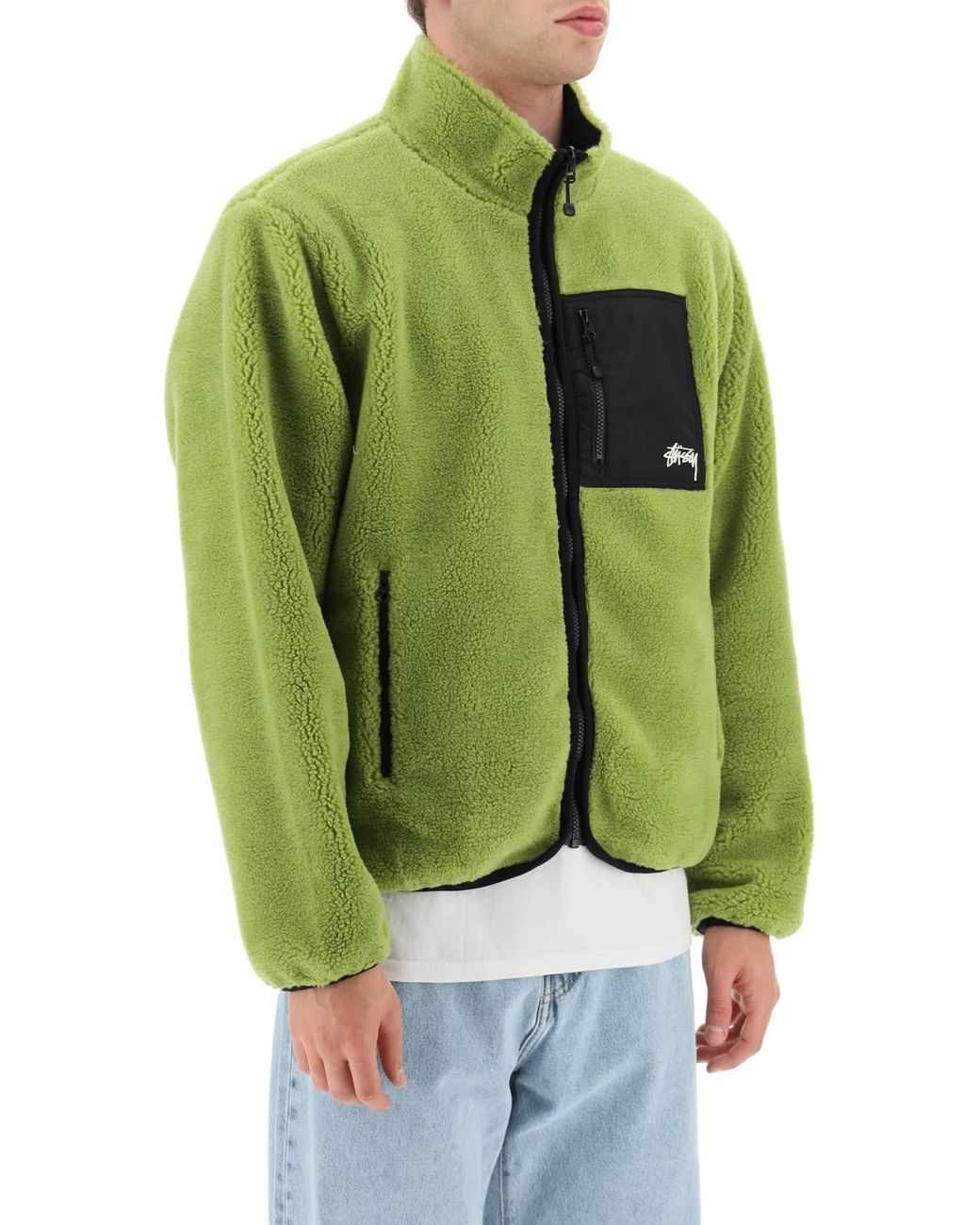 Giacca Reversibile In Pile Sherpa E Nylone da Uomo di Stussy in Verde | Lyst