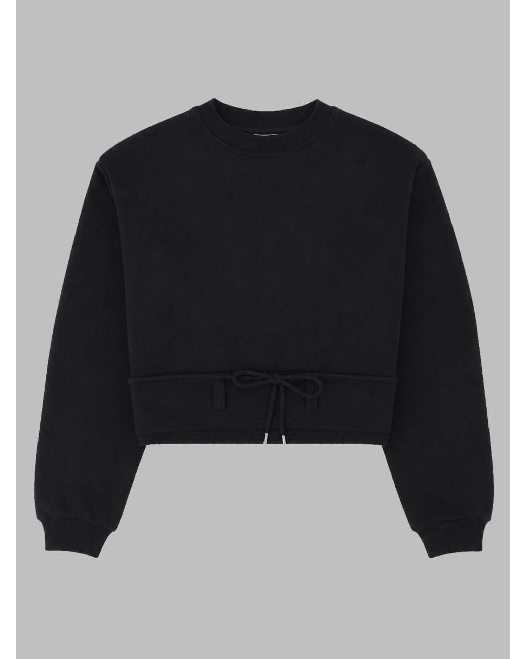Dries Van Noten Black Cropped Cotton Sweatshirt With Drawstring Waist