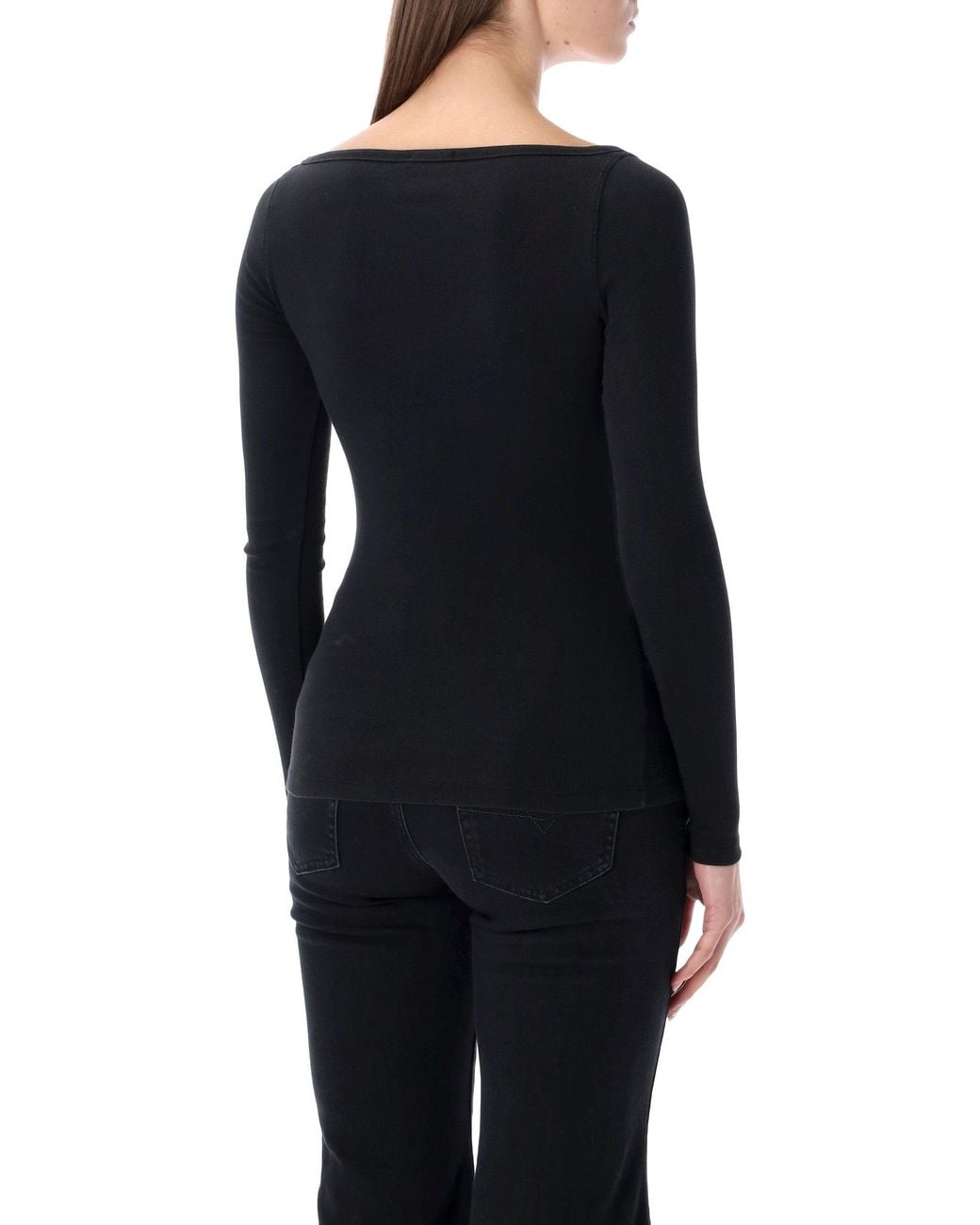 DIESEL Black T-Bal-Od Long-Sleeve Ribbed Cotton Top