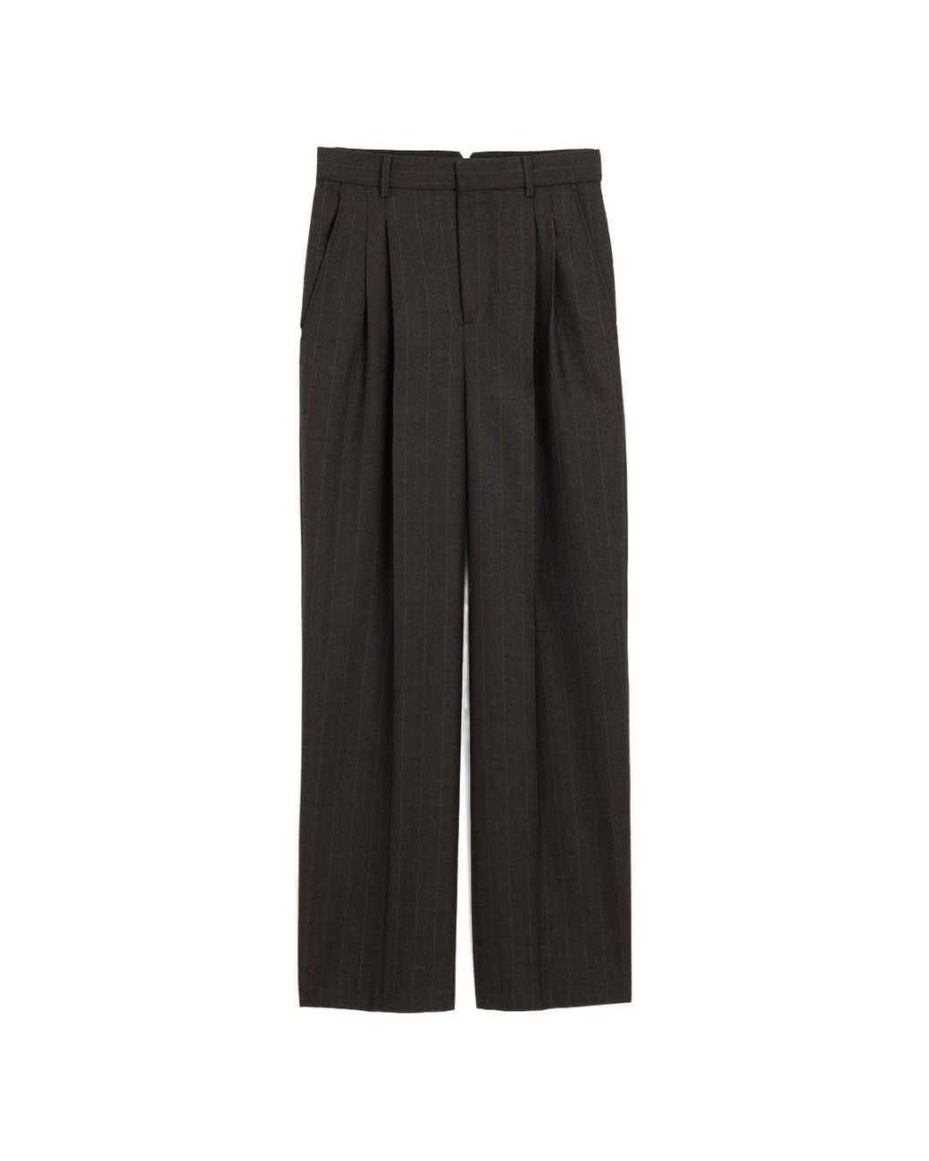 AMI Black Wool High-Waisted Trousers