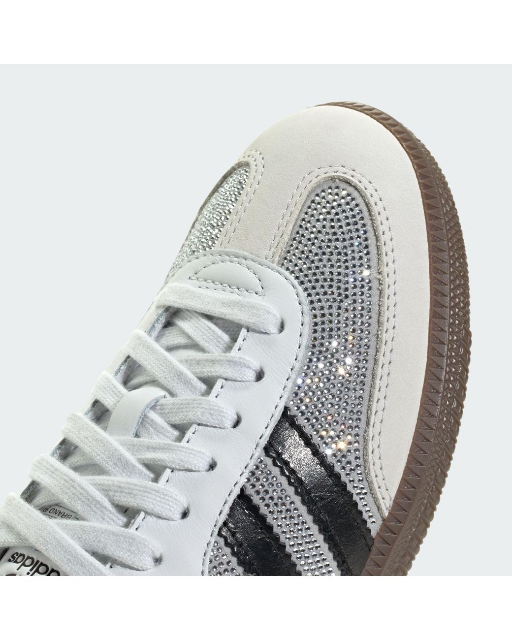 Adidas Originals Gray Rhinestone Lace-Up Sneaker With Regular Fit And 3-Stripe Serrated Heel