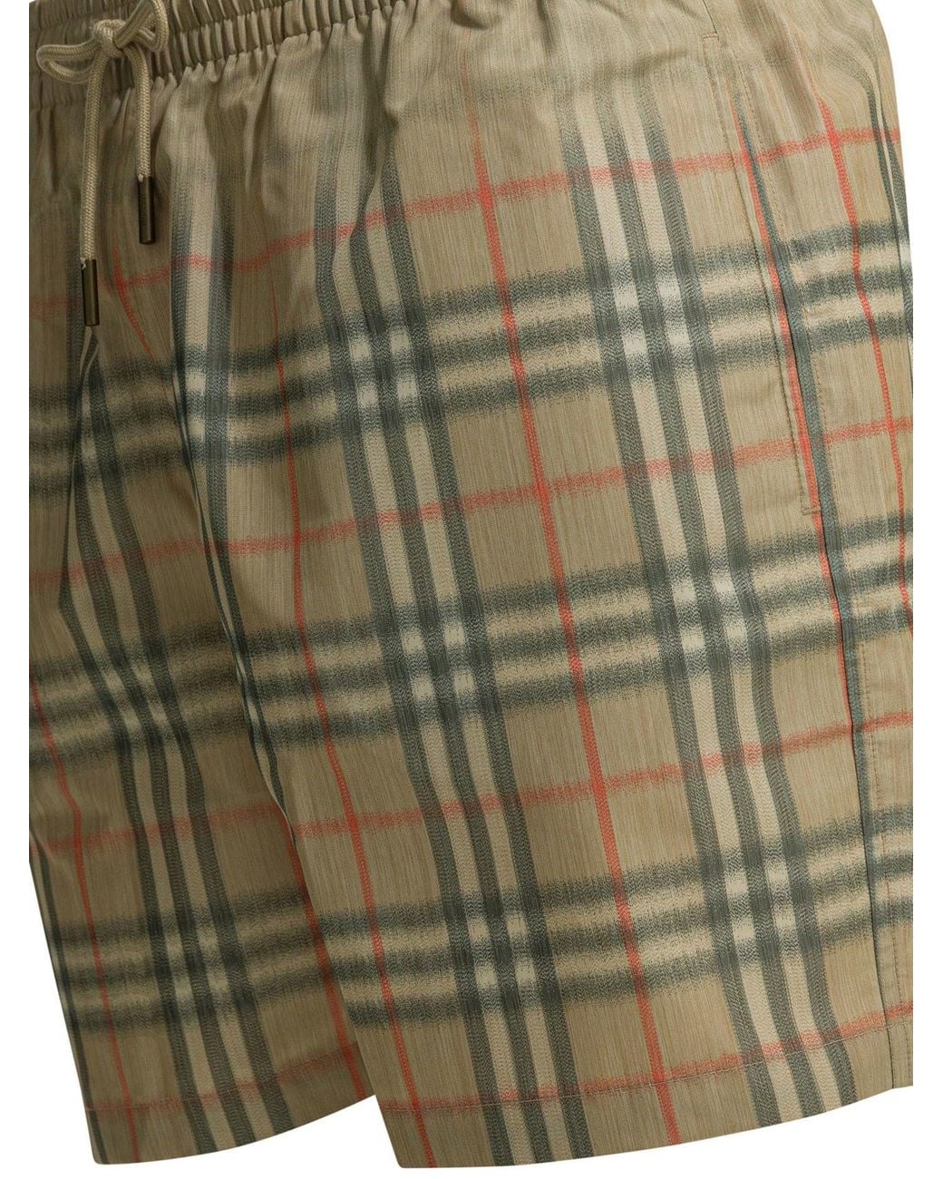 Burberry Green Check Polyester Swim Shorts for men