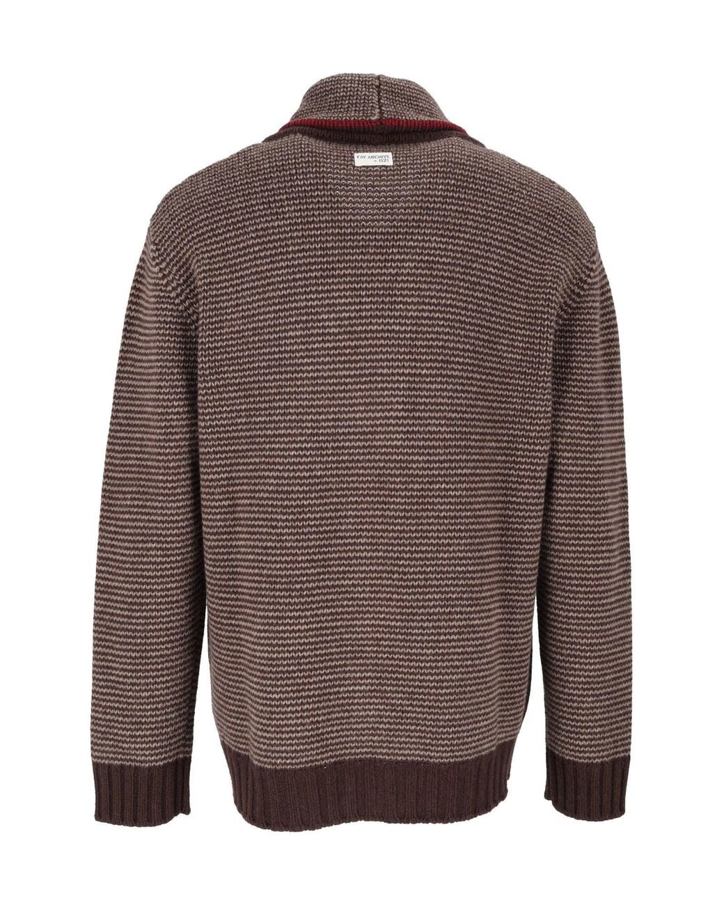 Fay Brown Cardigan Jacquard Desert Code Arc Jacquard Cardigan
