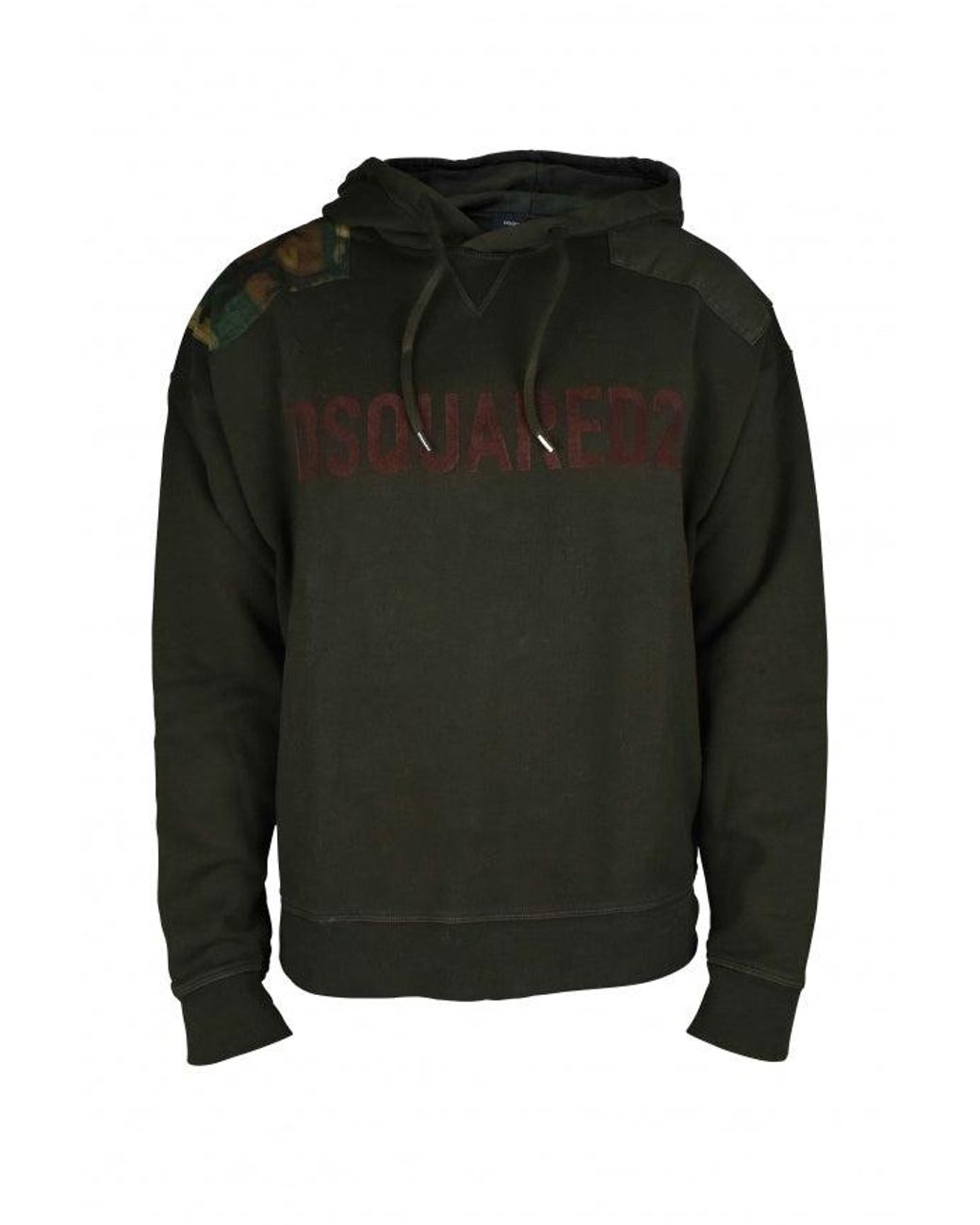 DSquared² Black Distressed Camouflage Patch Hoodie