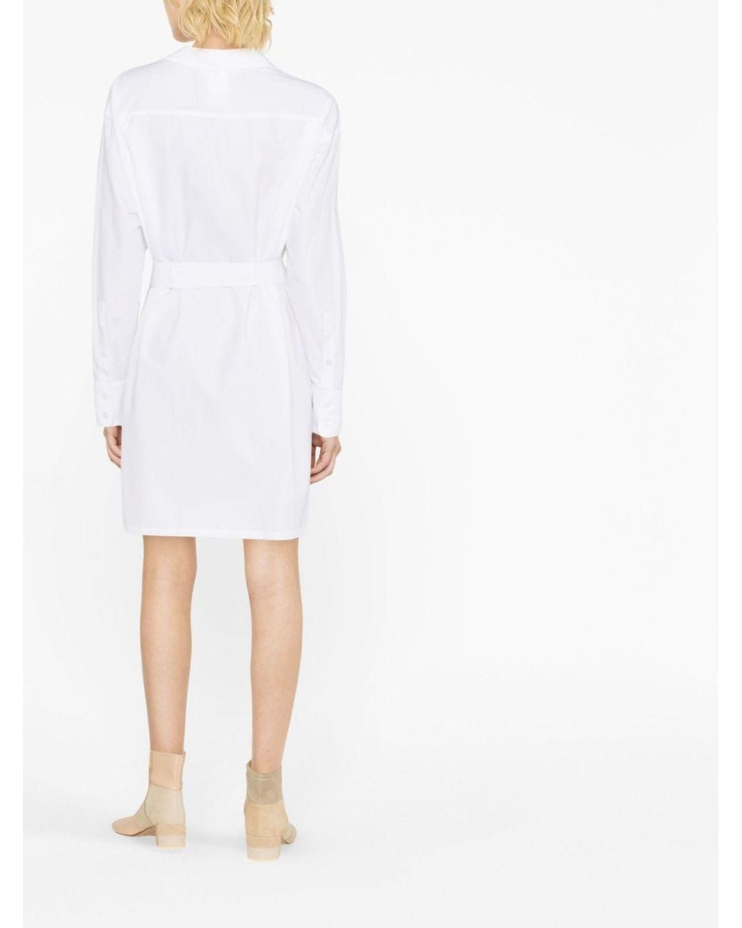 Sportmax White Belted Poplin Shirtdress