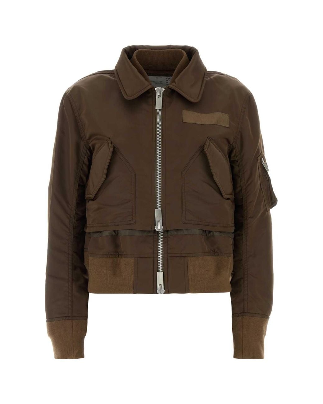 Sacai Brown Nylon Bomber Jacket