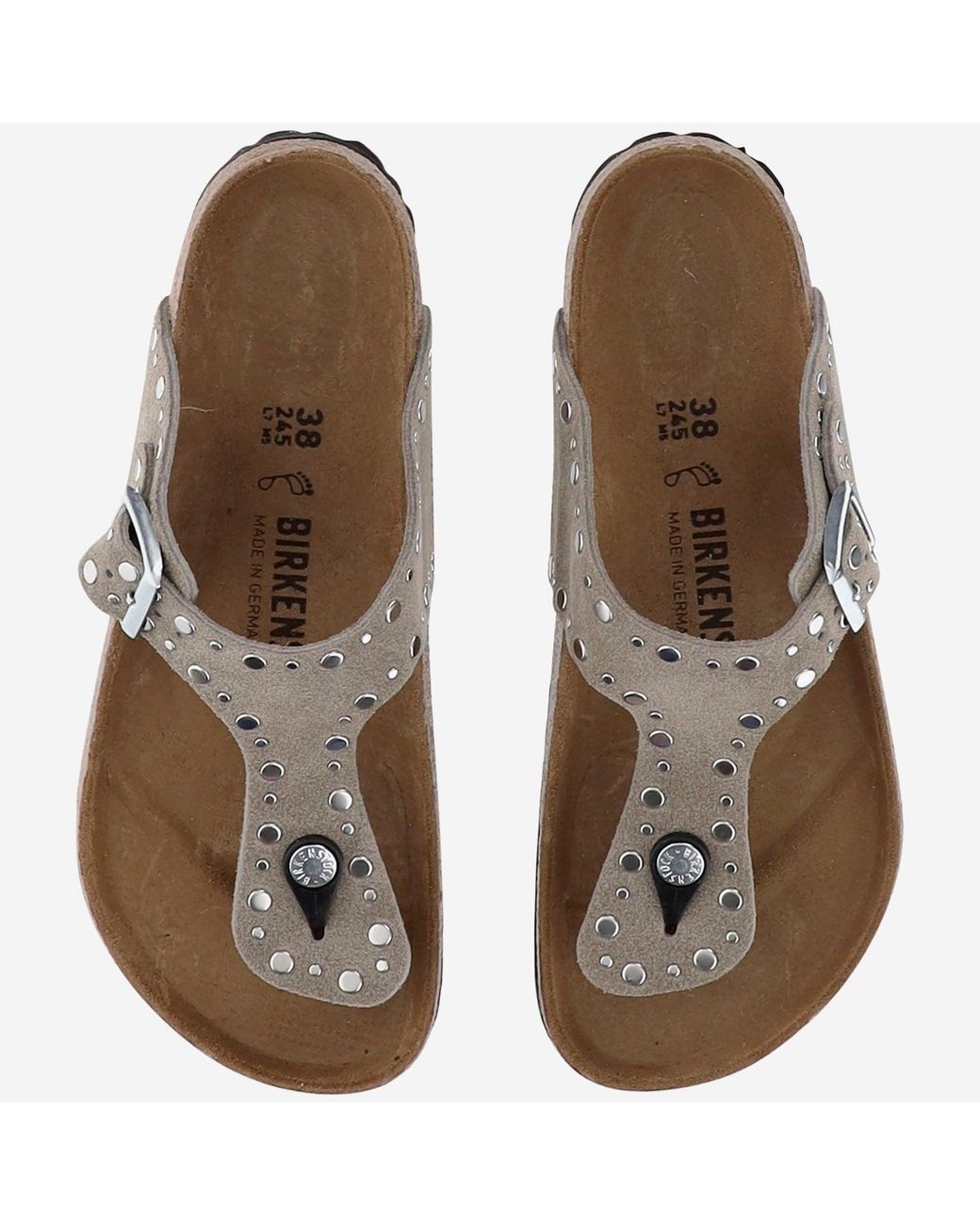 Birkenstock Brown Gizeh Rivet Suede Leather Sandals