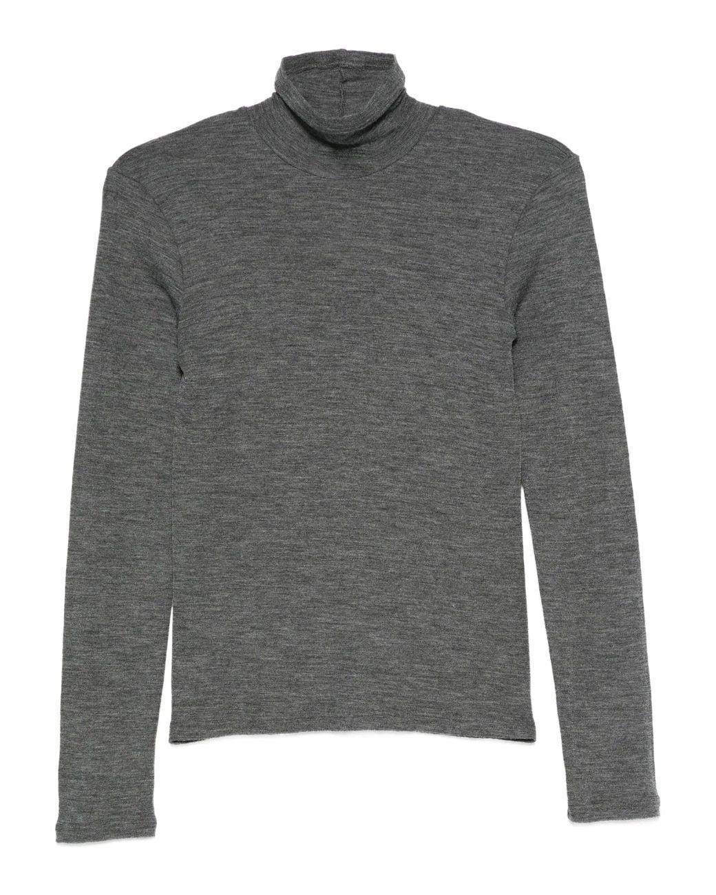 Forte_forte Gray Wool Ribbed Jersey Turtleneck T-Shirt Clothing